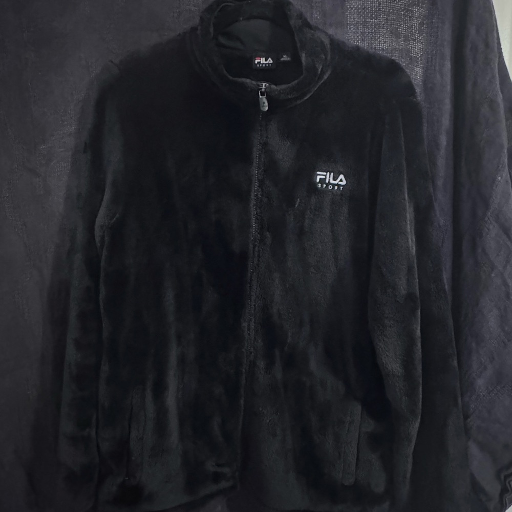 Fila Sport Black Plush zip up Jacket
